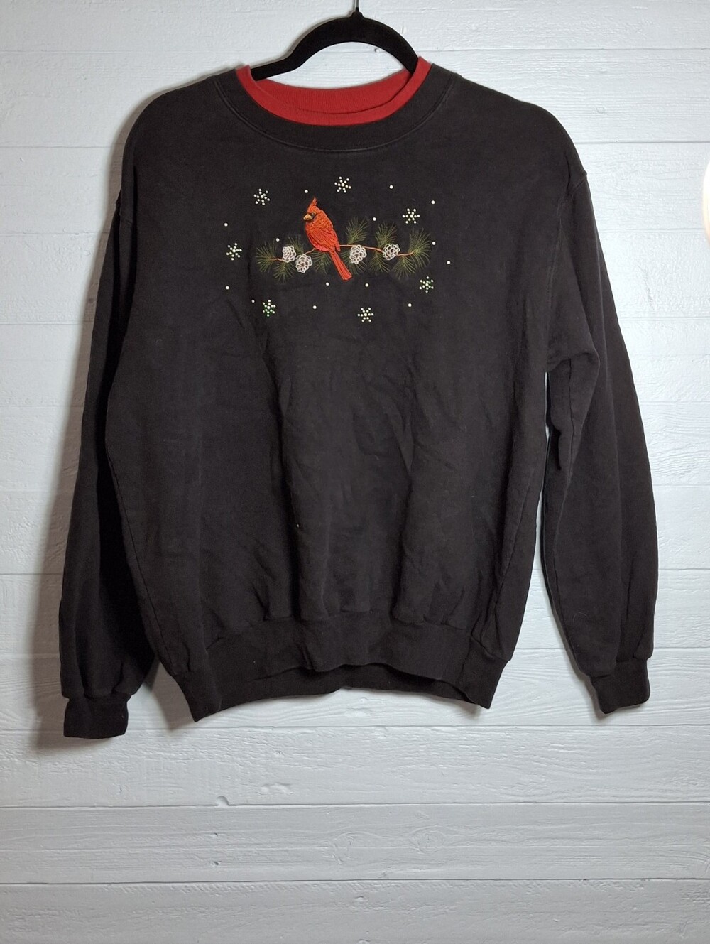 Womens Retro Grandmacore vintage  Decorated Originals Cardinal sweatshirt Size L